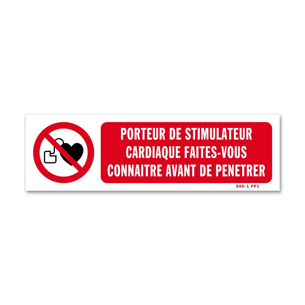 Warning sign picto "pacemaker wearer" Panneau avertissement picto "porteur de simulateur cardiaque"