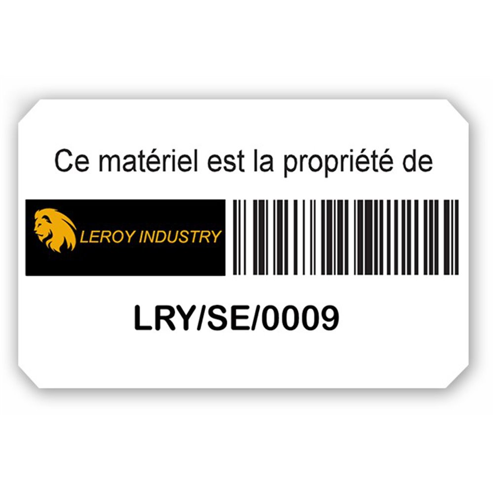 custom extremely adhesive asset tag loroy industry logo barcode en