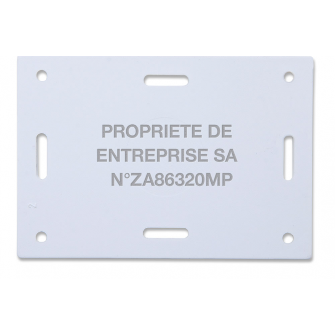 plaque d'identification longue duree blanche