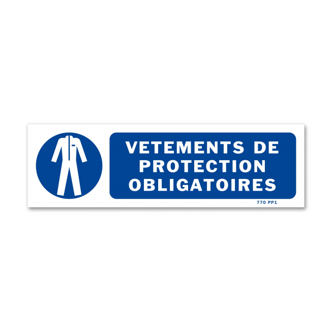Panneau signalisation picto protection obligatoire du corps avec texte - 1