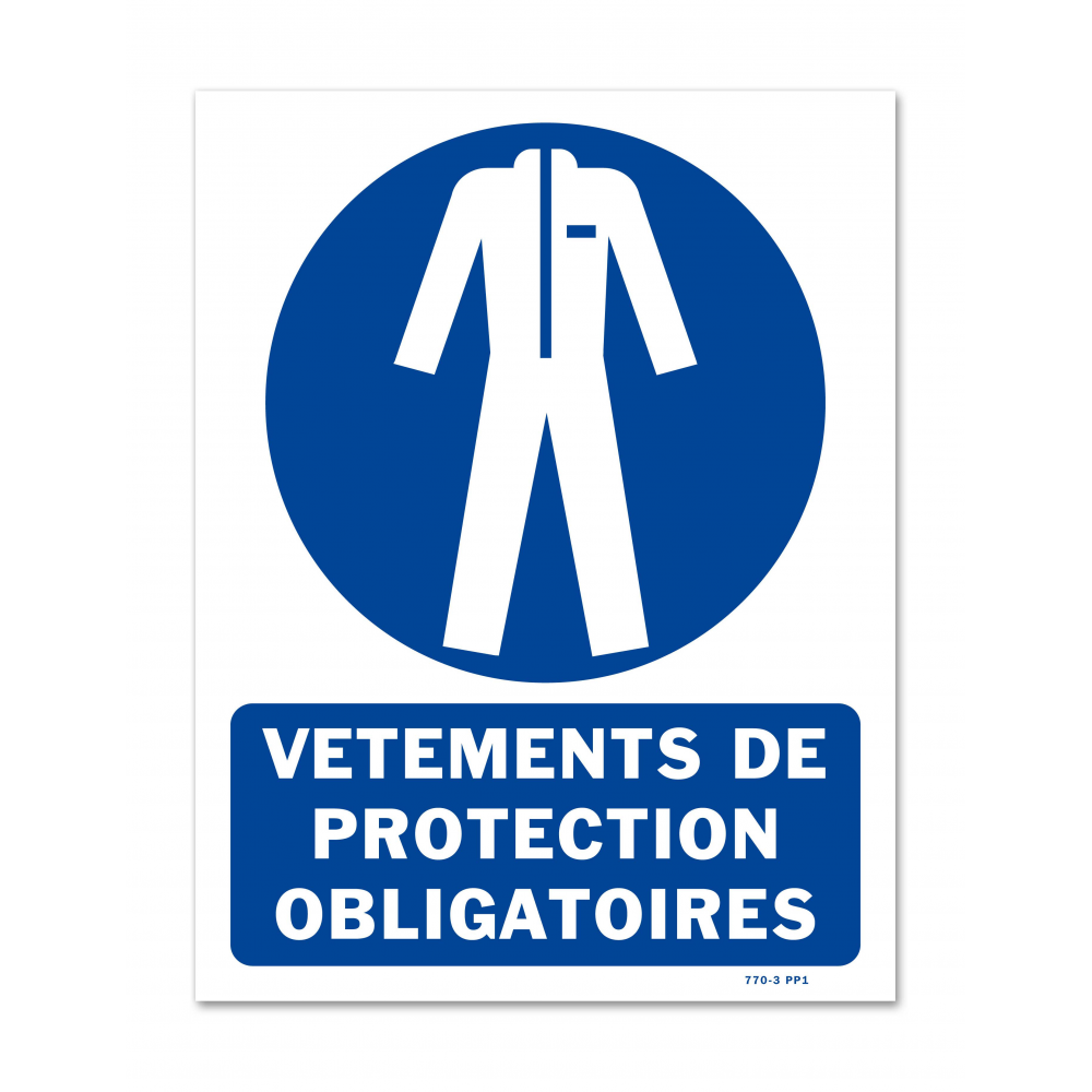 Panneau signalisation picto protection obligatoire du corps avec texte - 2