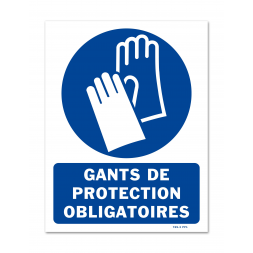 Panneau signalisation picto protection obligatoire des mains avec texte - 1