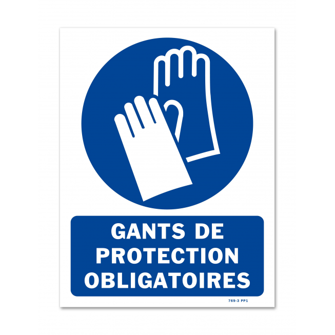 Panneau signalisation picto protection obligatoire des mains avec texte - 1