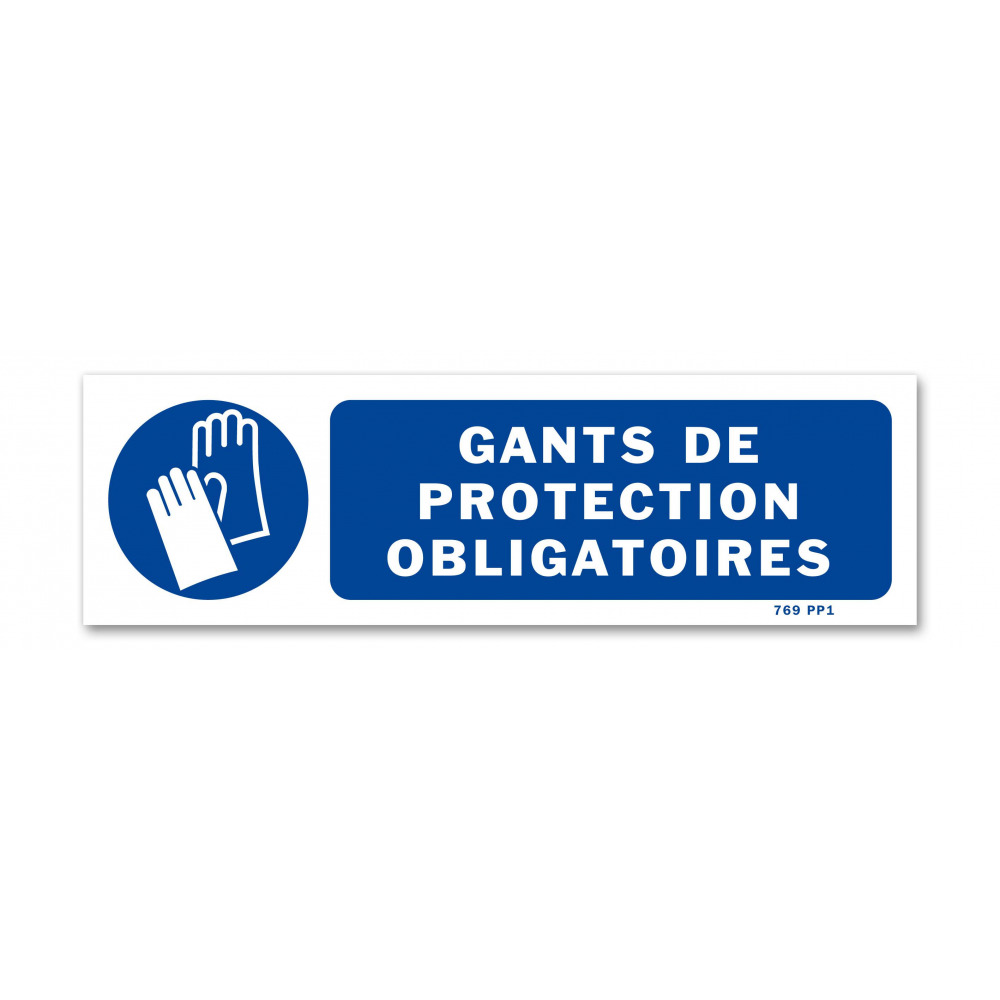 Panneau signalisation picto protection obligatoire des mains avec texte - 2