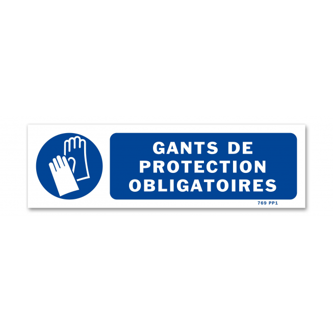 Panneau signalisation picto protection obligatoire des mains avec texte - 2