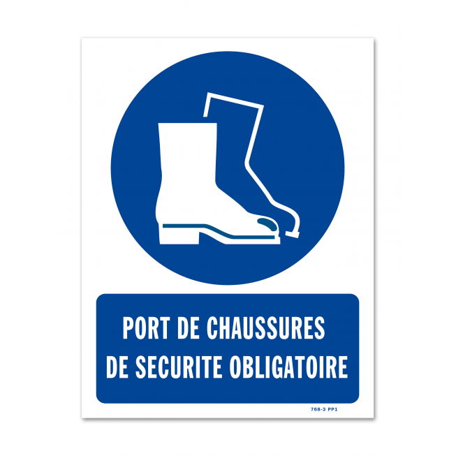 Panneau signalisation picto protection obligatoire des pieds avec texte - 2