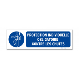 Panneau signalisation picto protection obligatoire contre les chutes avec texte - 1