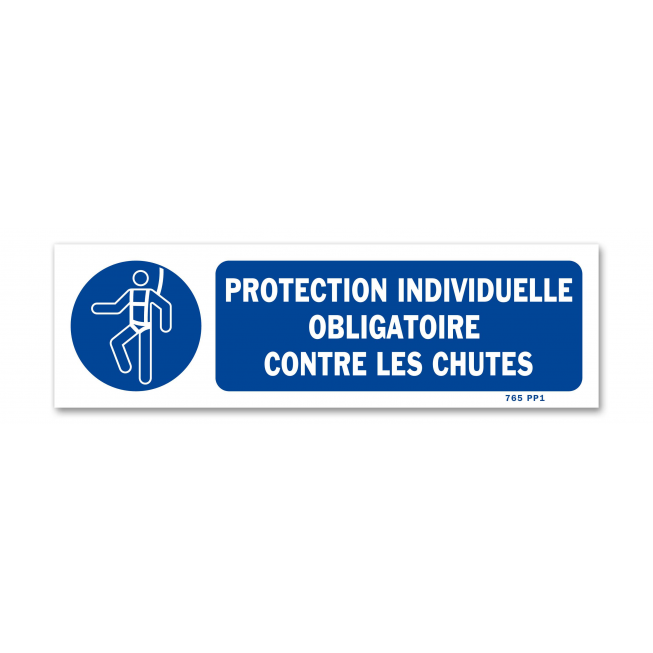 Panneau signalisation picto protection obligatoire contre les chutes avec texte - 1