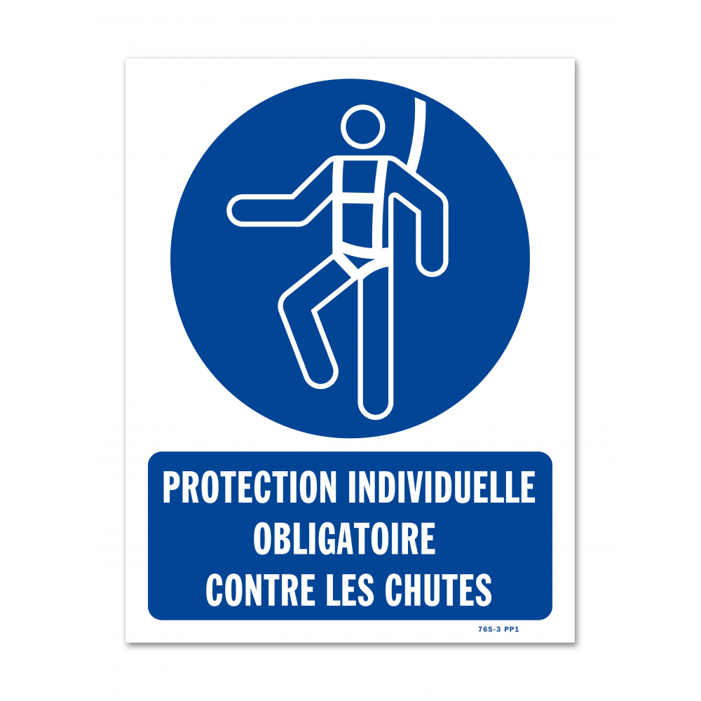 Panneau signalisation picto protection obligatoire contre les chutes avec texte - 2