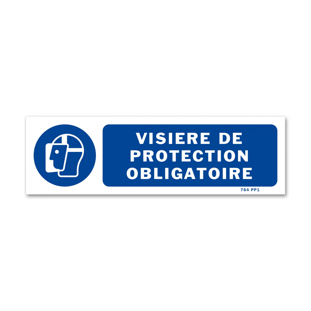 Panneau signalisation picto protection obligatoire du visage avec texte