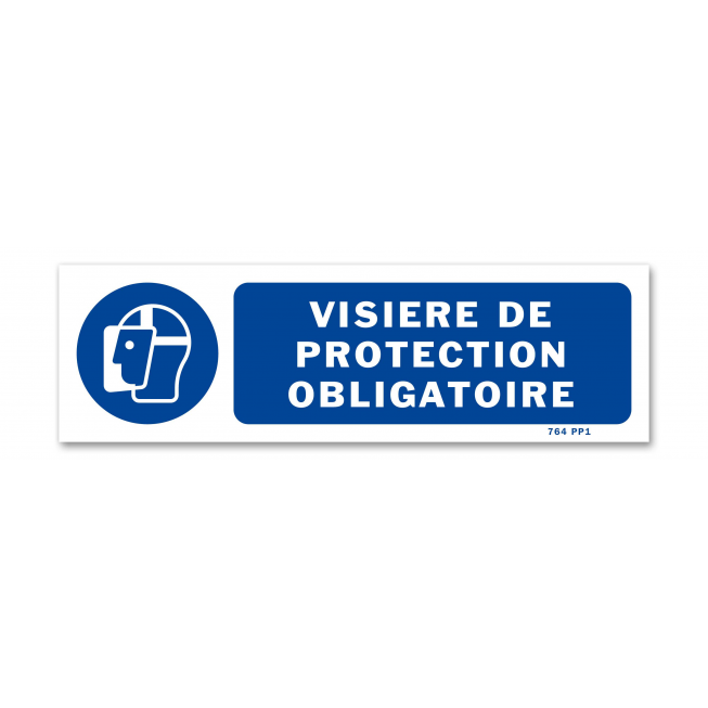 Panneau signalisation picto protection obligatoire du visage avec texte - 1