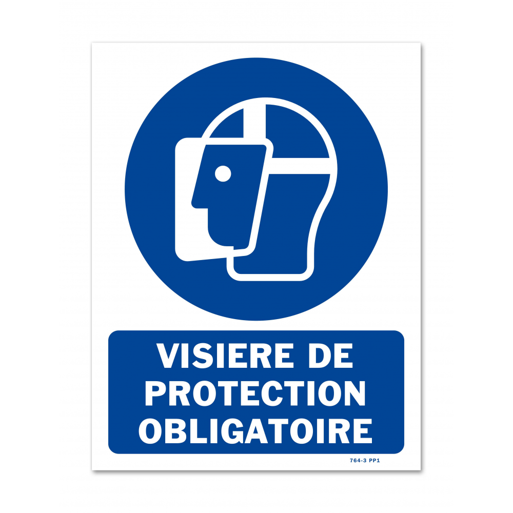 Panneau signalisation picto protection obligatoire du visage avec texte - 2