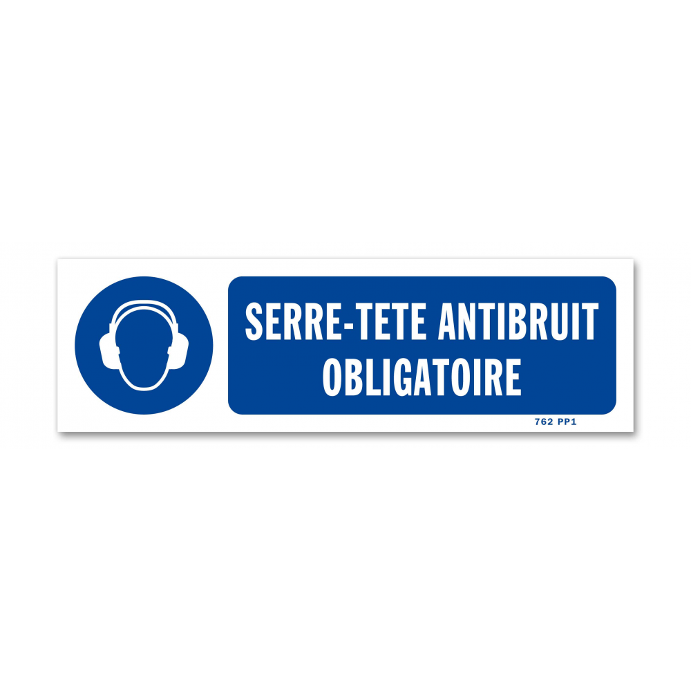 Panneau signalisation picto protection obligatoire ouie avec texte