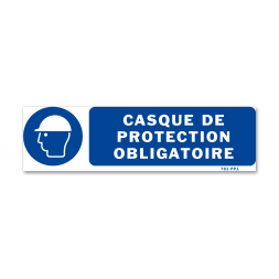 Panneau signalisation picto protection obligatoire tete avec texte - 1