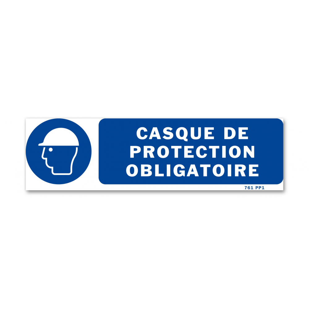 Panneau signalisation picto protection obligatoire tete avec texte - 1