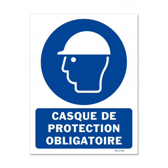 Panneau signalisation picto protection obligatoire tete avec texte - 2