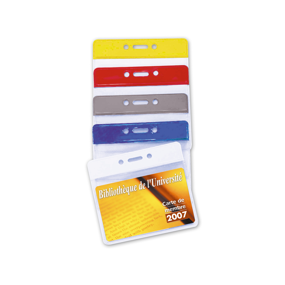 Batch of 1,600 Flexible Badge-holders with reinforced strip, 4 colours batch of 1 600 flexible badge holders with reinforced strip 4 colours