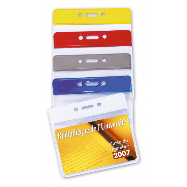 batch of 1 600 flexible badge holders with reinforced strip 4 colours