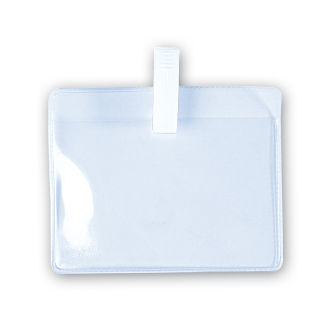 porte badges souples avec clip en plastique blanc