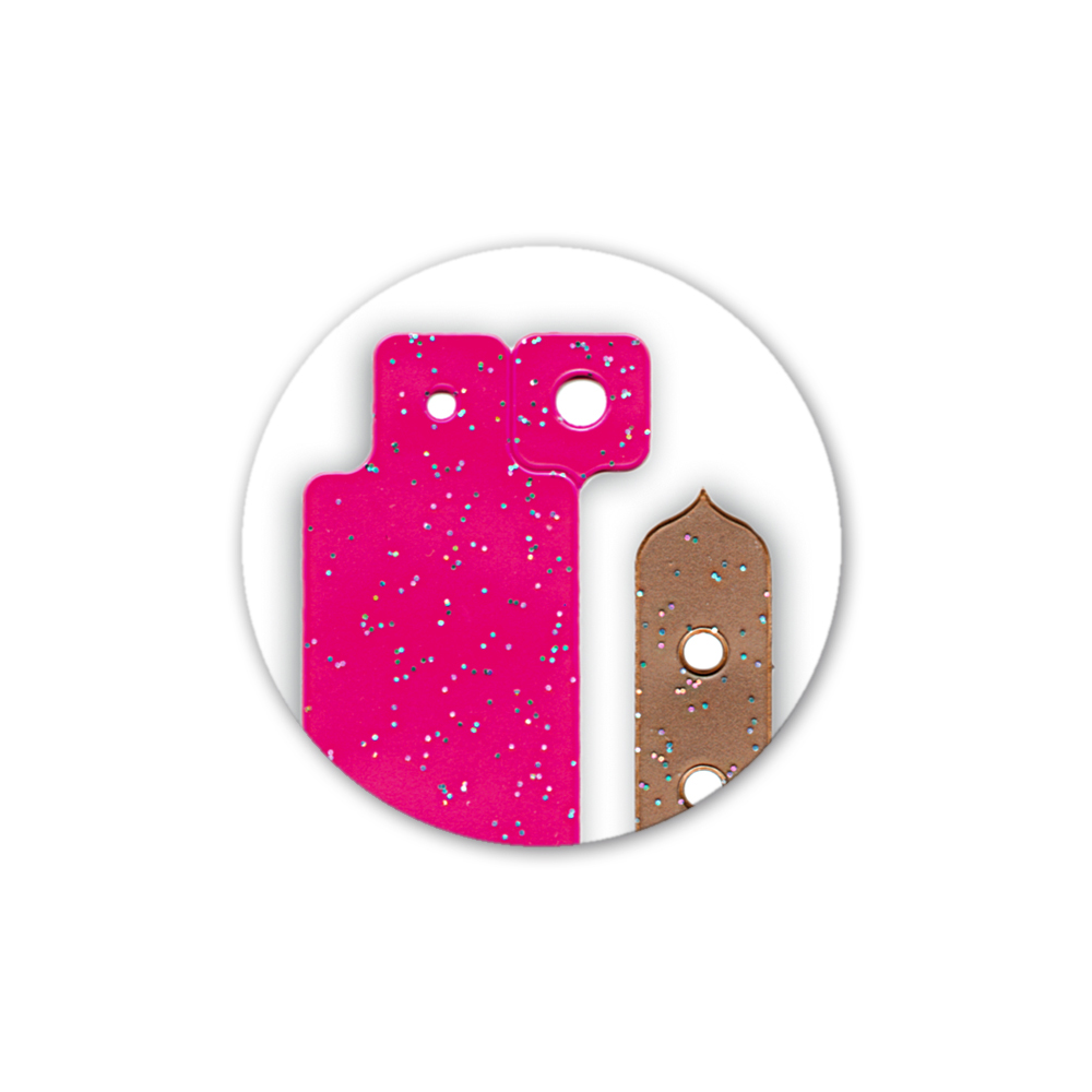 two sode of classic vinyl glitter wristbands brown pink en