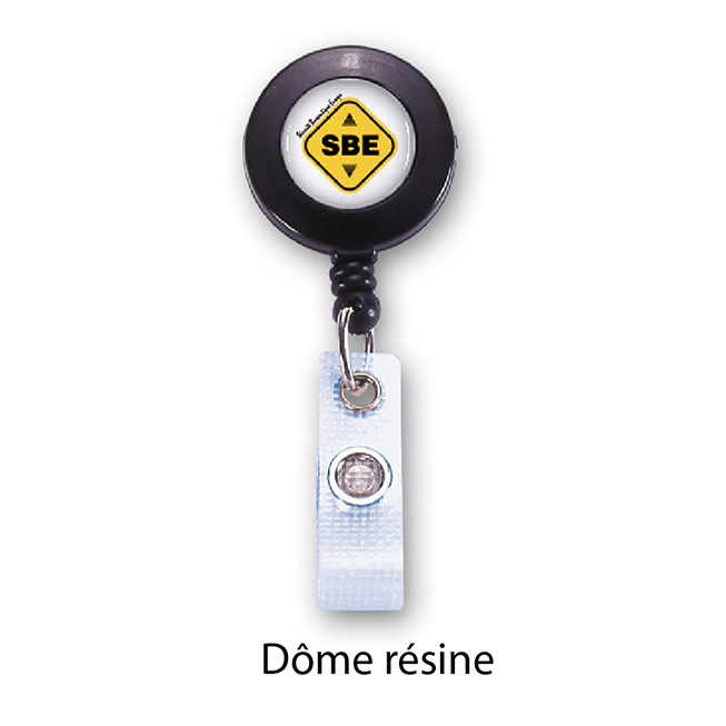 customized plastic retractable reel for badge sbe logo en