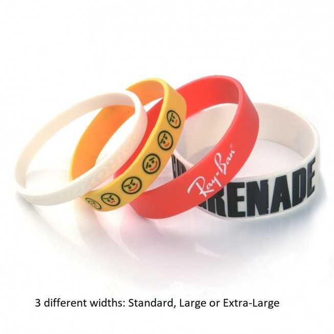 four different silicone wristbands standard large extra large en