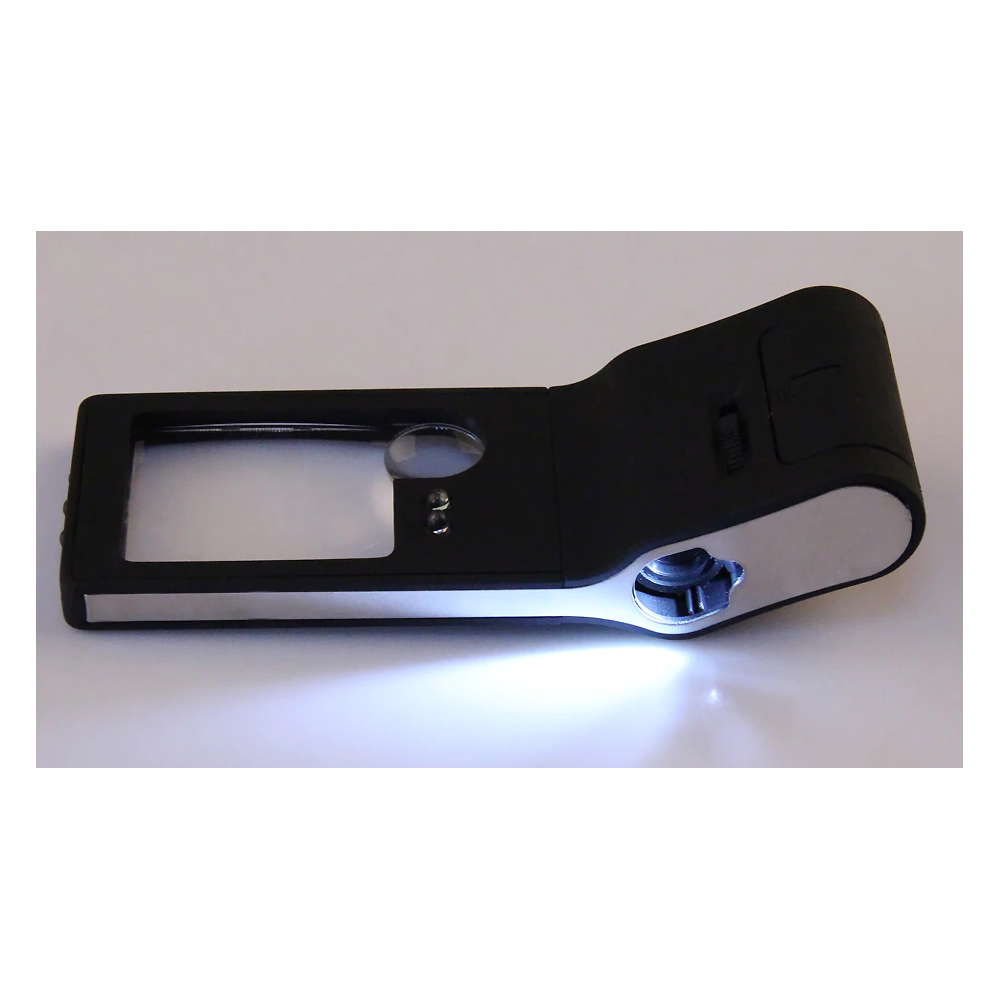 handheld pocket magnifying glass with uv lamp black microscope light