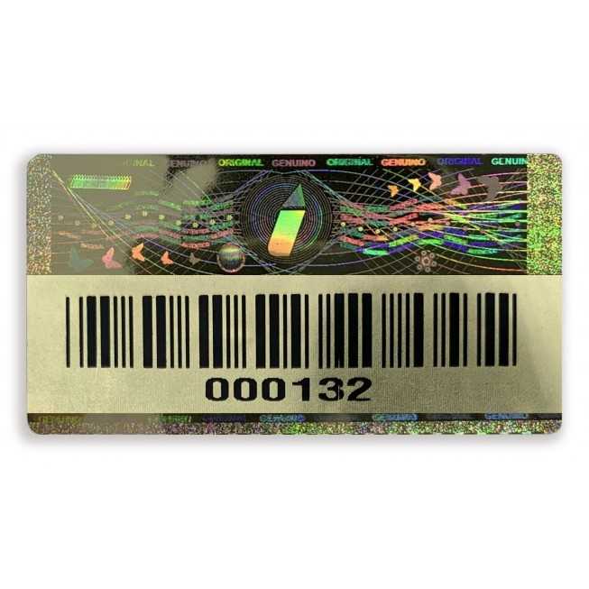 hologramme dore personnalisé code à barres numéro séquentiel