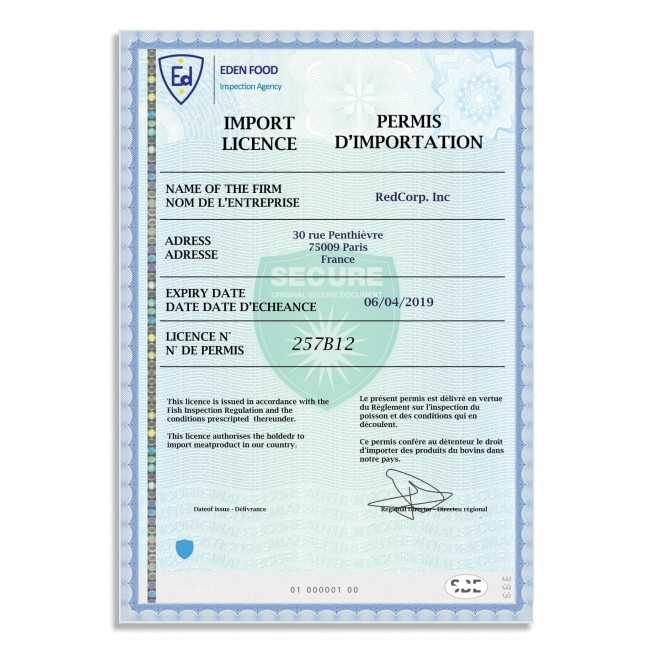 exemple utilisation papier securise  personnalise permis importation