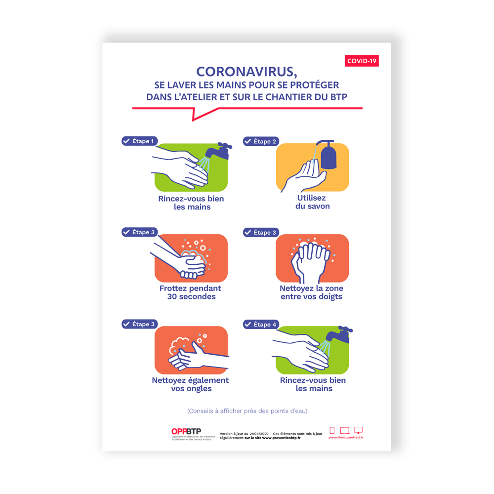 Affiche Coronavirus - Information & Prévention affiche coronavirus les etapes pour le lavage des mains