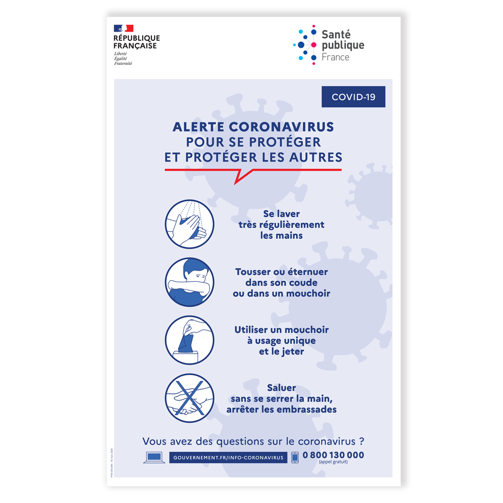 Affiche Coronavirus - Information & Prévention affiche coronavirus protegeons nous les uns les autres rappel gestes barrieres