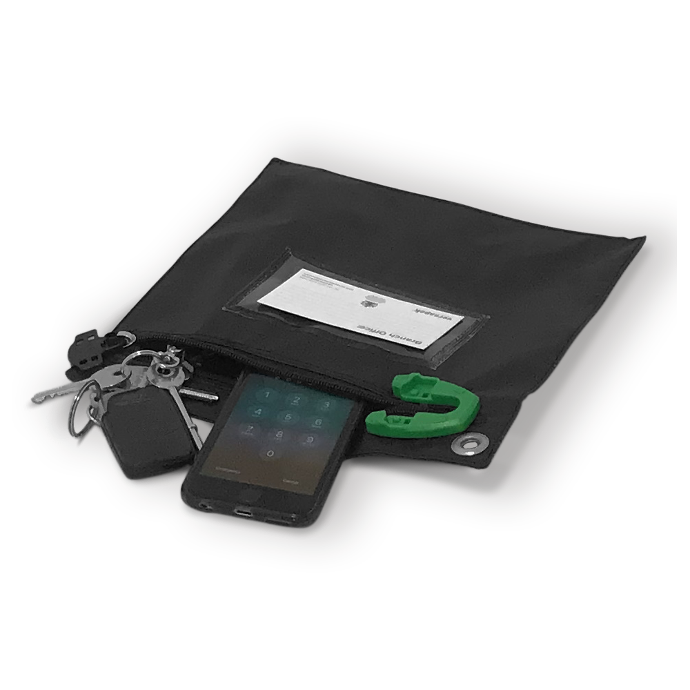 Secure pouch for carrying keys and smartphones sbe open