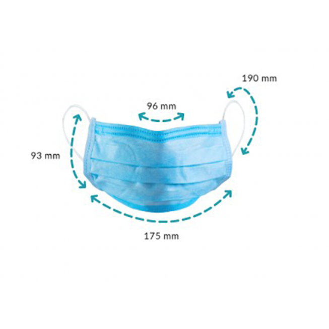 format masque chirurgical jetable bleu