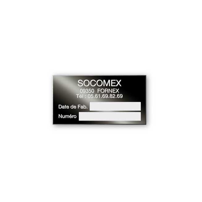 socomex customized black aluminum manufacturer's plate
