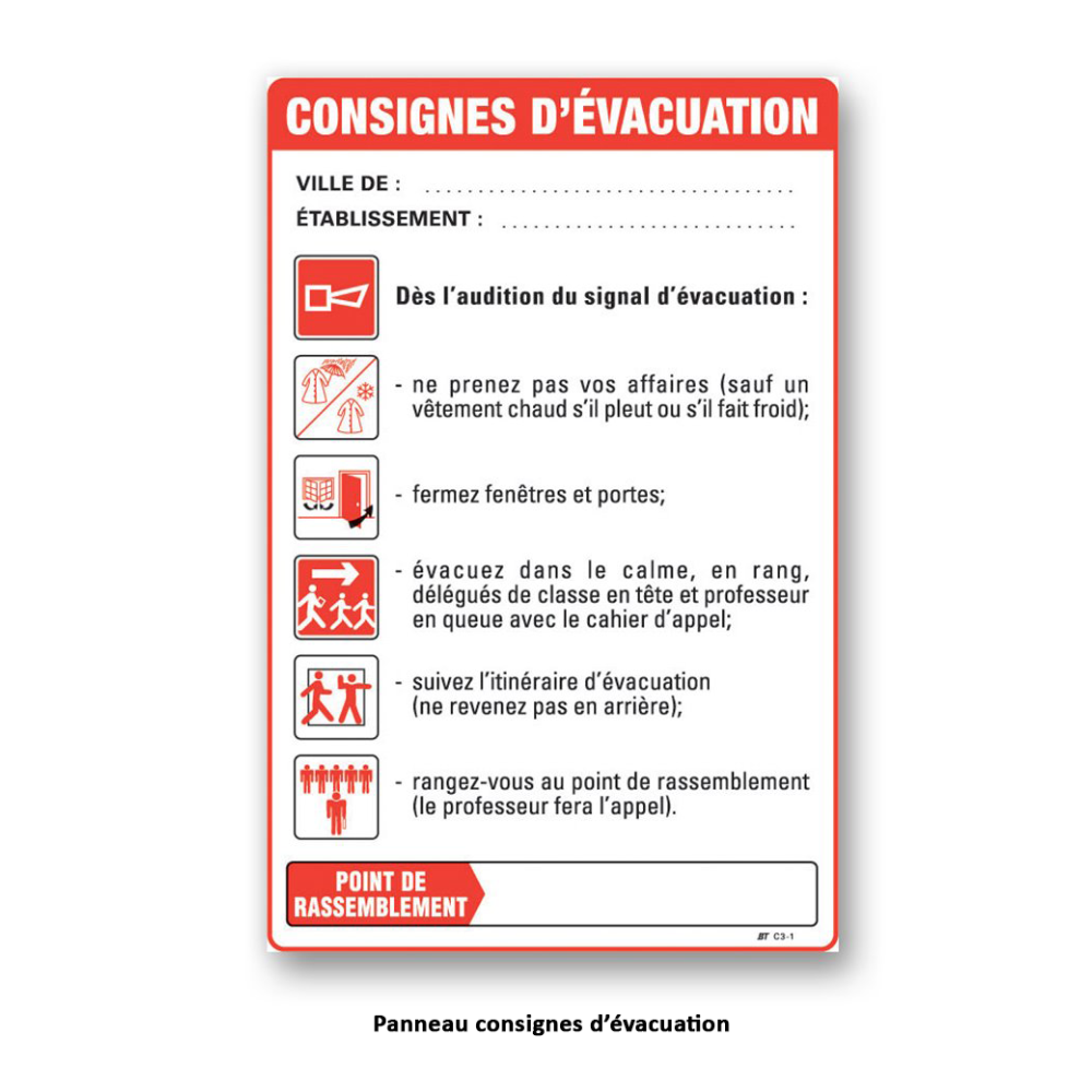 consigne evacuation kit ecole