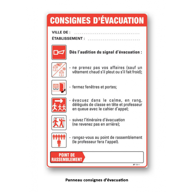 consigne evacuation kit ecole