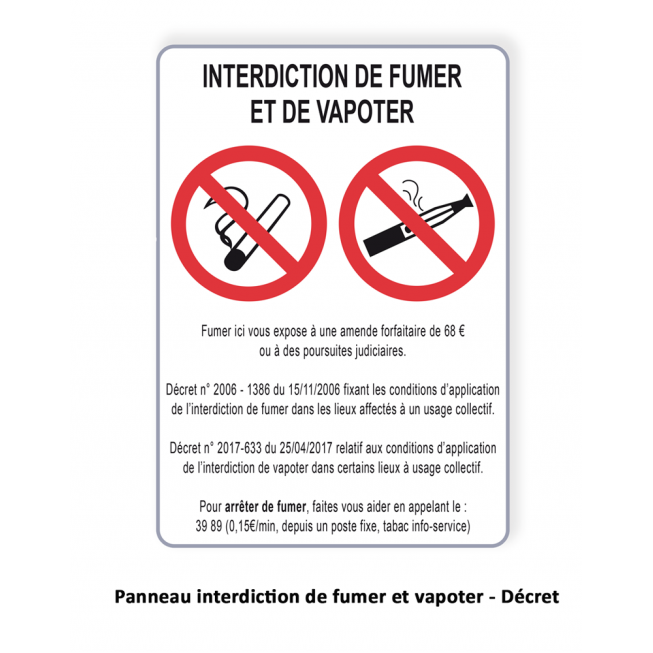 consigne decret interdiction de fumer et vapoter kit entreprise