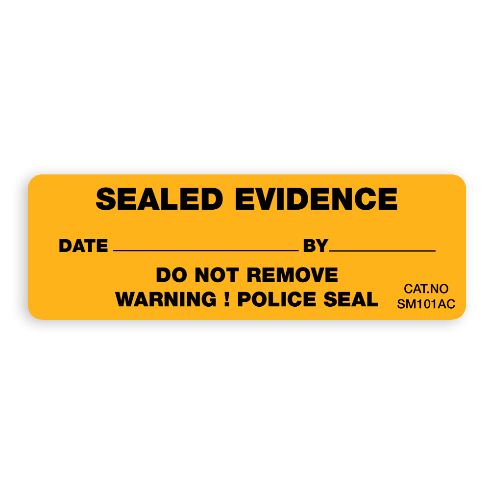 anti-fraud adhesive seal sealed evidence with sequential numbers yellow background