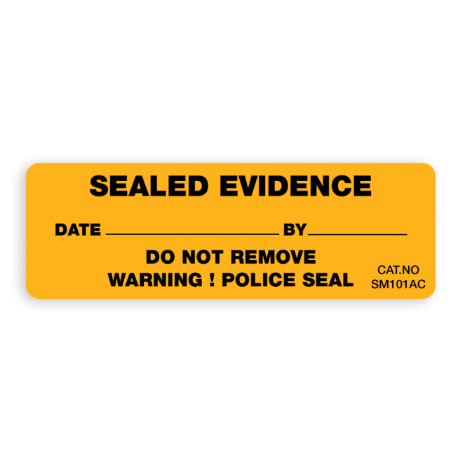 anti-fraud adhesive seal sealed evidence with sequential numbers yellow background