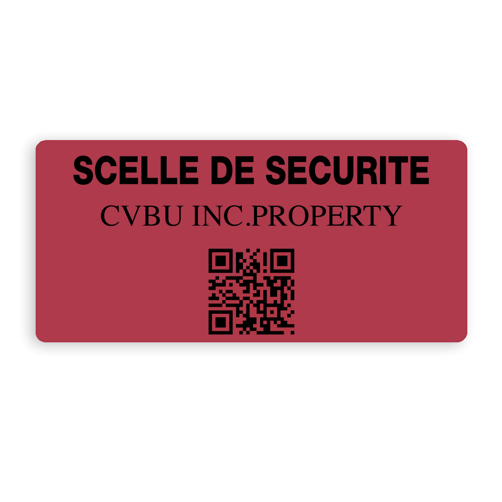 Security Label - Printed Partial Transfer. example red security seal black print inc property writen in french