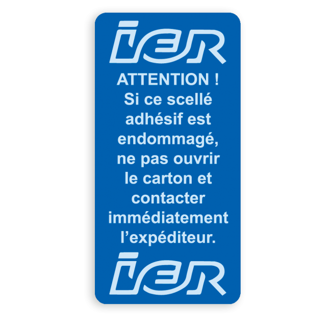 example custom security seal blue white print ier