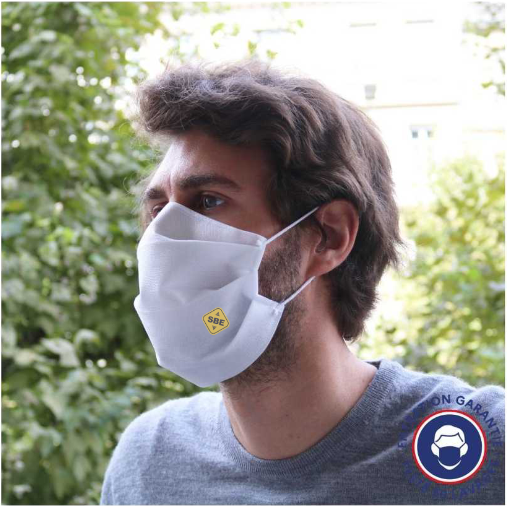 Masque de protection tissu 3 plis noir Sécurité Afnor