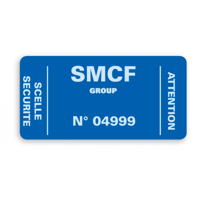 example custom blue security seal white printing smcf