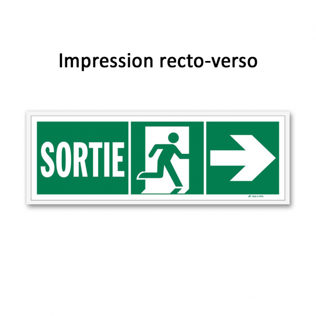 "Exit" evacuation sign + towards two-way door picto - 1