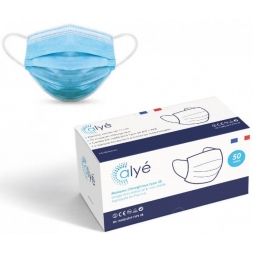 blue disposable surgical mask with box
