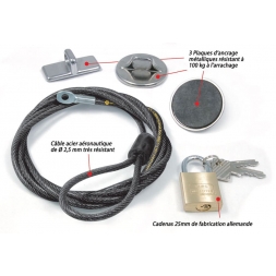 kit securite cable plaque cadenas