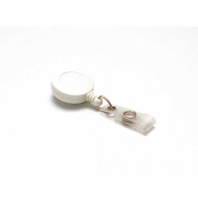 plastic solid color retractable reel for badge with clip in white plastic solid color retractable reel for badge with clip in white