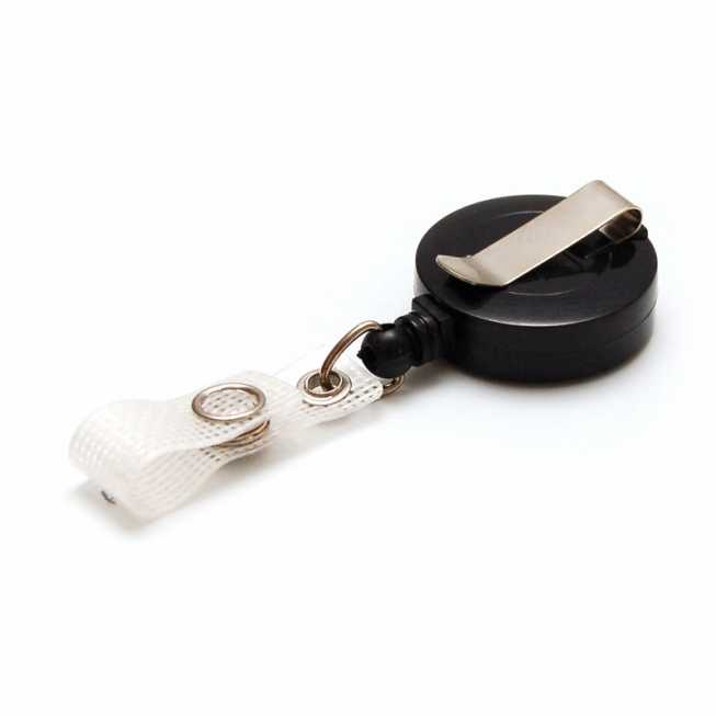 plastic solid color retractable reel for badge with clip in black plastic solid color retractable reel for badge with clip in black