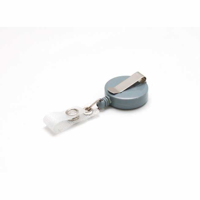 plastic solid color retractable reel for badge with clip in grey plastic solid color retractable reel for badge with clip in grey