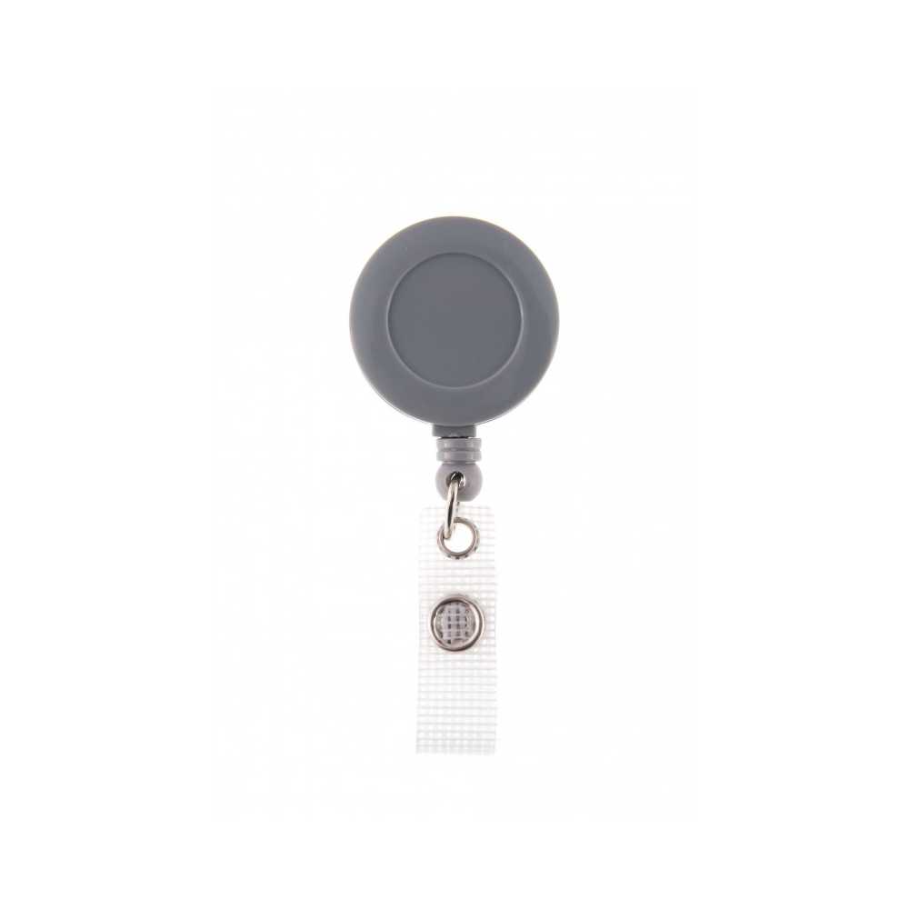 Enrouleur attache-badge en plastique avec accroche métal et lanière, noir,  lot de 50